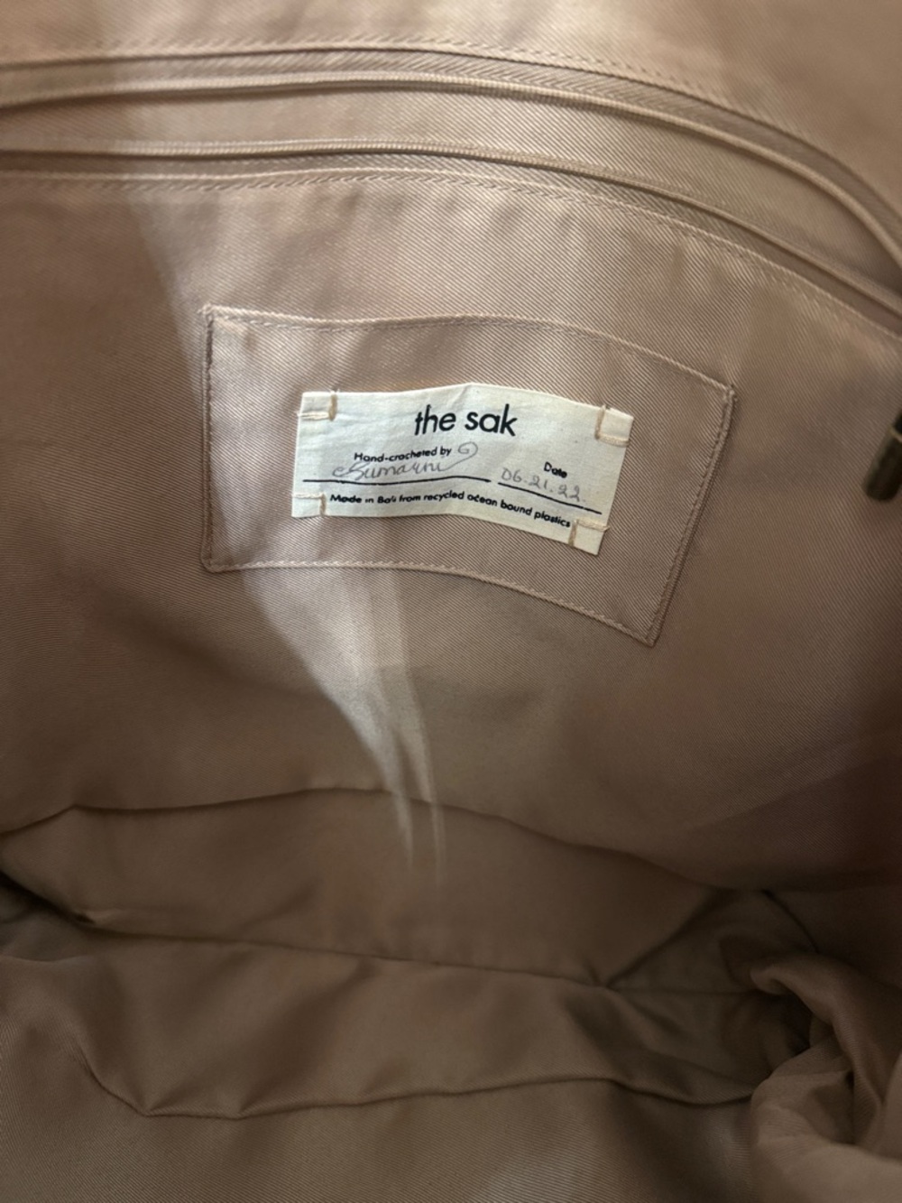 NWOT the sak Faye Large Woven Tote Bag with Tan Leather Handles - Picture 4 of 7